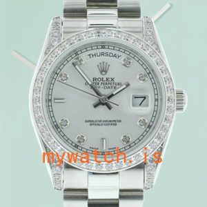 Rolex Day-Date Men’s M118389-0008 36mm Silver Dial Diamond Bezel: A Symbol of Prestige