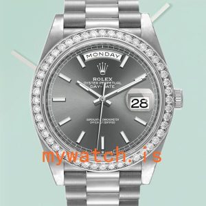 Rolex Day-Date Mens 40mm m228349rbr-0041 Silver-tone: Genuine vs. Replica