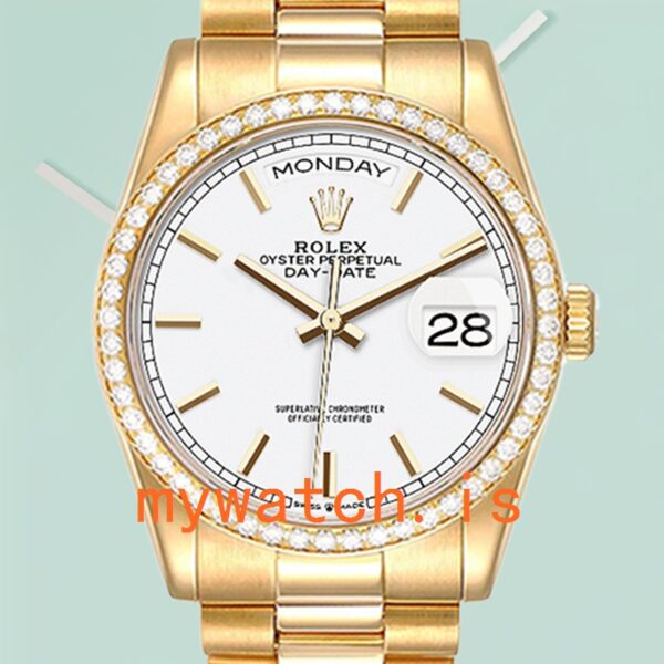 Rolex Day-Date Men’s 36mm M128348RBR-0047 Gold-Tone Automatic: Genuine vs. Replica Analysis